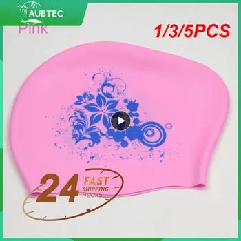 1/3 / 5ШТ Силиконовые плавательные кепки для длинных волос, женские водонепроницаемые шапочки для плавания, женская водолазная шапочка с капюшоном для детей, Casquette