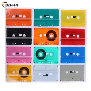 1 комплект профессиональной цветной кассеты, пустая лента на 45 минут, магнитная аудиокассета, прозрачный ящик для хранения голоса, речи, записи музыки.