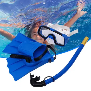 1 Комплект прочных очков для дайвинга с защитой от скольжения, простая в использовании трубка для подводного плавания, детские очки для плавания с широким обзором, ласты для плавания с трубкой