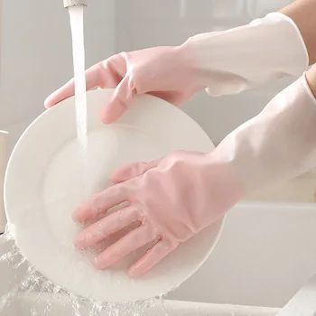 1 пара женских Водонепроницаемых резиновых Латексных перчаток для мытья посуды Кухонная Прочная Уборка По дому Инструменты для мытья посуды по дому