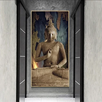 1 шт., статуя Будды, картина на холсте, религиозное настенное искусство, картина для гостиной, украшения спальни, плакаты и принты без рамки