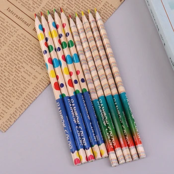 10 шт. Креативный четырехцветный одножильный цветной карандаш thin core rainbow pencil