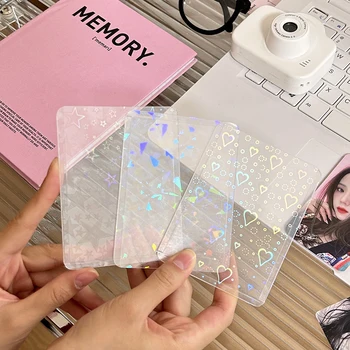 10шт фольгированных лазерных накладок в форме сердца для защиты фотографий для настольных игровых карт, Защитная крышка для торговых карт