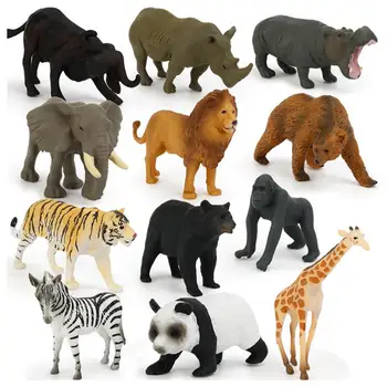 12 Штук Модели диких животных, имитирующие миниатюрных животных, Коллекция игрушек, фигурки, Безопасные, прочные, обучающие игрушки-головоломки из полипропилена, Идеальные