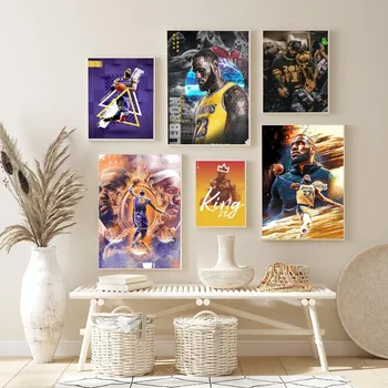 1шт Баскетболист L-Леброн-Джеймс Баскетбол-Нба Плакат Плакат Наклейки Для Домашнего Декора Эстетическое Искусство Настенная Роспись Декор Комнаты Цифровой