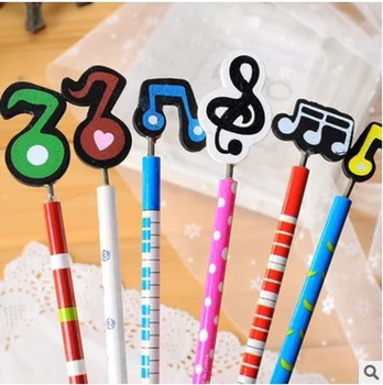 1шт Случайных детских творческих музыкальных нот, Деревянный карандаш, Милый карандаш HB в Корейском стиле, Креативная ручка для письма, школьные принадлежности