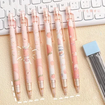 2 шт./компл. 0,5 мм Механические карандаши Kawaii Peach Автоматические карандаши для студентов, Корейские канцелярские принадлежности, Милые школьные принадлежности