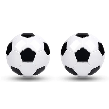 2 Шт Размер 5 Профессиональных тренировочных футбольных мячей Черный Белый Футбольный Мяч из ПВХ кожи