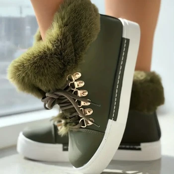 2023, Осенне-зимние Теплые зимние ботинки Большого размера, Женская обувь на шнуровке с толстой подошвой, Повседневная удобная Bota Feminina Baskets Femme