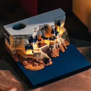 3D-блокнот Magic Castle, Календарь на 2024 год, Блокнот для заметок, Креативная ручная резьба по бумаге, Заметки о 3D-дизайне, Подарки и Аксессуары