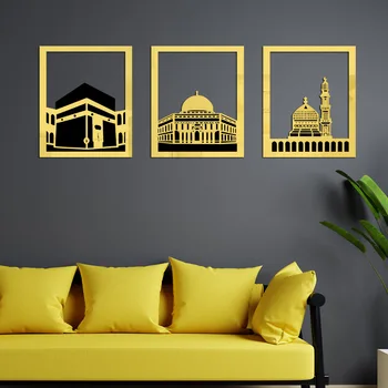 3D Наклейка на стену Рамадан Карим Мусульманские Акриловые Зеркальные Наклейки Декор комнаты Украшение стен Аксессуары для украшения гостиной