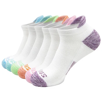 6 пар женских спортивных носков, махровые дышащие Модные нескользящие Невидимые хлопчатобумажные носки, Носки для бега по щиколотку, Быстросохнущие Размер 37-42