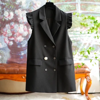 ALSEY Удобная Модная куртка Black Horse, Женская Осенняя Новая Универсальная Элегантная Простая Двубортная повседневная винтажная куртка