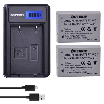 Batmax 2шт EN-EL5 EN EL5 ENEL5 Аккумулятор + ЖК-USB Зарядное Устройство для NIKON Coolpix P530 P520 P510 P100 P500 P5100 P5000 P6000 P90 P80