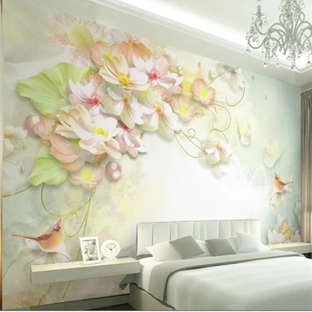 beibehang Dream свежий и элегантный зеленый жемчужный цветок, фон для телевизора, стена, большая фреска на заказ, зеленые обои papel de parede