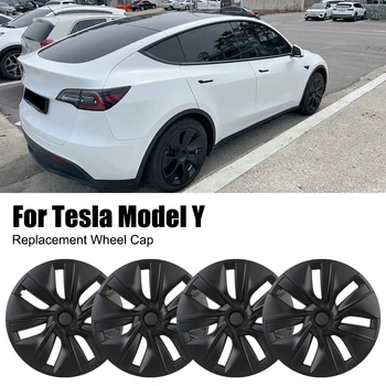 enjoliveur 19-Дюймовый Колпачок Ступицы Колеса Автомобиля Из Углеродного Волокна, Матовый Яркий Чехол С Защитой От царапин Для Tesla Model Y 2021 2022 2023