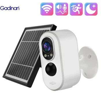 Gadinan WIFI / 4G Камеры видеонаблюдения на солнечной энергии для дома, Цветное ночное видение + ИК-обнаружение движения, Видеонаблюдение, Видеонаблюдение