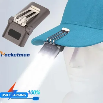 LED Sesnor Hat Clip Light Налобный Фонарь USB Перезаряжаемая Фара Мини Водонепроницаемая Регулируемая Рыболовная Шляпа С Полями Лампы