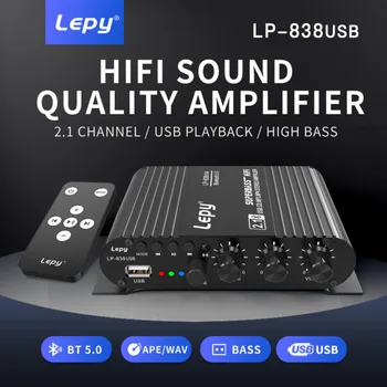 LEPY LP-838USB Усилитель Bluetooth 5.0 2.1 3-Канальный Super Bass Поддержка Воспроизведения Музыки Без Потерь По USB С Цифровым Усилителем с Дистанционным Управлением