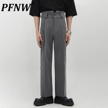 PFNW, Весенне-летние мужские модные мешковатые костюмные брюки с высокой талией, прямые Однотонные Красивые спортивные брюки для бега 12Z1568