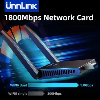 Unnlink 1800 Мбит/с Беспроводная Сетевая Карта WiFi6 2,4 ГГц + 5 ГГц Двухдиапазонный USB 3,0 Wifi Адаптер Донгл Антенна Ethernet Карты