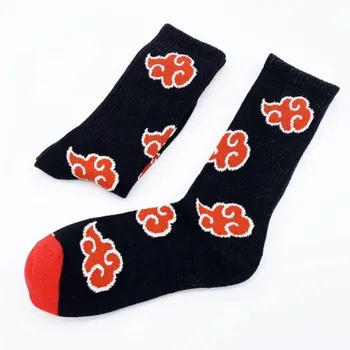 Аниме Наруто Ниндзя Косплей Носки Akatsuki Red Cloud Tube Носок Высококачественные Хлопчатобумажные Носки Для Мужчин И Женщин Повседневные Спортивные Чулки