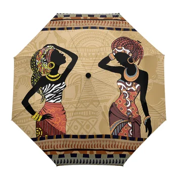 Африканский женский черный народный костюм в этническом стиле, зонтик для улицы, полностью автоматический Дождевой зонт с восемью костями, Подарочные зонты для взрослых