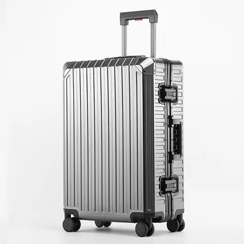 Багаж из цельноалюминиево-магниевого сплава, знаменитый алюминиевый дорожный чемодан, Металлическая тележка, универсальное колесо, 20-дюймовая посадочная сумка