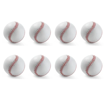 Бейсбольный мяч из мягкой кожи с пробковым центром из 8 предметов Ручной работы, Белые Безопасные детские мячи с мягкой основой, Белый Стандарт 9 дюймов