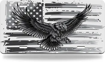 Белоголовый орлан Флаг США и белый фон искусства Американский флаг Эмблема культуры свободы прочная автомобильная передняя панель 6 X 12 дюймов