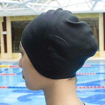 Взрослые Высокоэластичные шапочки для плавания Мужчины Женщины Водонепроницаемая шапочка для бассейна Защищает уши Длинные волосы Большая силиконовая шапочка для дайвинга