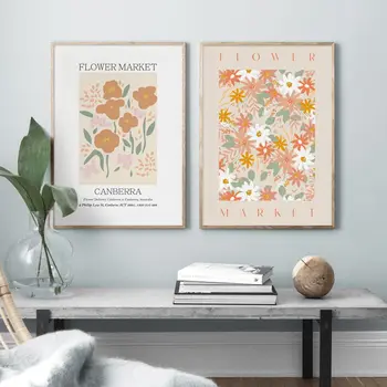 Винтажный лист Парижского цветочного рынка, настенная живопись на холсте, современные плакаты на скандинавскую тему и настенные панно в галерее принтов для декора гостиной
