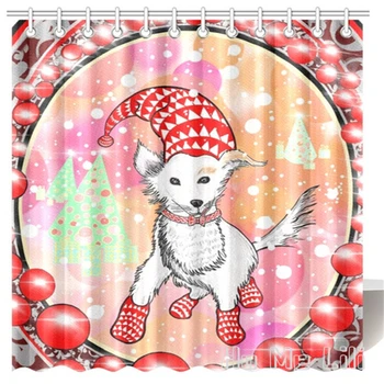 Водонепроницаемая занавеска для душа от Ho Me Lili Dog С Праздниками, Рождеством, Новым Годом, Зимним декором для ванной комнаты с крючками