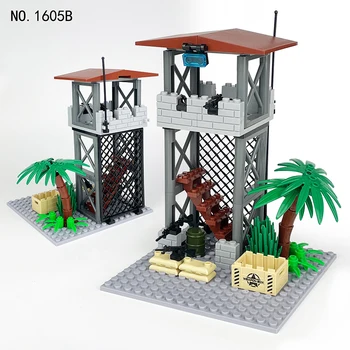 Военная серия Moc Островная Сторожевая Башня Небольшая Военная База Строительные Блоки Кирпичи Игрушки Подарки
