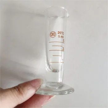 Высококачественный лабораторный Мерный цилиндр объемом 5 мл со шкалой, Конический Стеклянный Мерный стаканчик, Лабораторные принадлежности