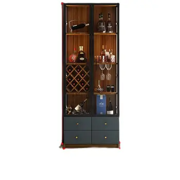 Двойная дверь с легким винным шкафом высокого класса, современная минималистичная стеклянная дверь, напольный шкаф в скандинавском стиле, барная полка