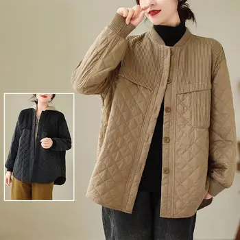 Дизайнерское вязаное легкое хлопчатобумажное пальто Весна-осень, теплая куртка Argyle, женский корейский модный стеганый топ Z4628
