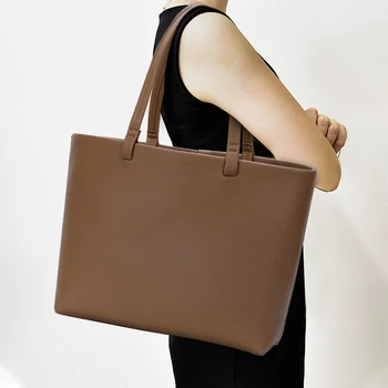 Женская сумка из воловьей кожи верхнего слоя 2023 года, новая сумка-тоут большой емкости, сумка через плечо, портативная хозяйственная сумка