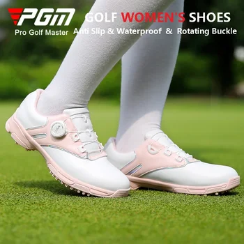 Женская супер Водонепроницаемая обувь для гольфа PGM, женские кроссовки с нескользящими шипами, Женские кроссовки с быстрой шнуровкой, Легкая обувь для гольфа