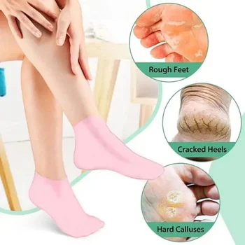 Женские спа-педикюрные силиконовые носки для сухих потрескавшихся ног, Силиконовые Увлажняющие носки, Мягкие Гелевые носки, Носки с алоэ для восстановления ног