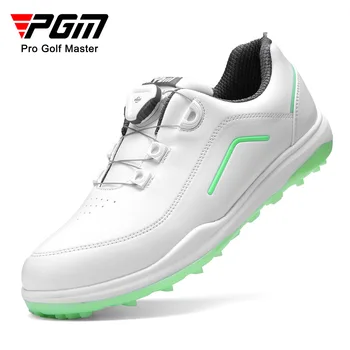Женские туфли для гольфа Pgm с заклепками, водонепроницаемые нескользящие пуговицы, спортивная обувь, белая повседневная кожа из микрофибры