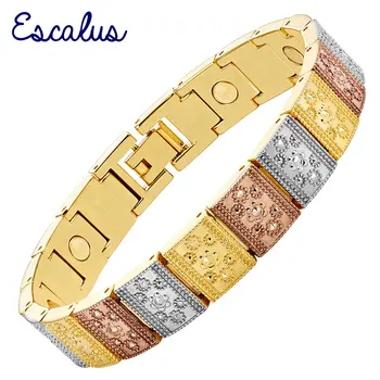 Женский модный Золотой Магнитный браслет Escalus для ювелирных изделий с цветами