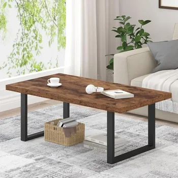 Журнальный столик в деревенском стиле из дерева и металла, винтажный журнальный столик для спальни, офиса, 47 дюймов, Бесплатная Чайная мебель для гостиной