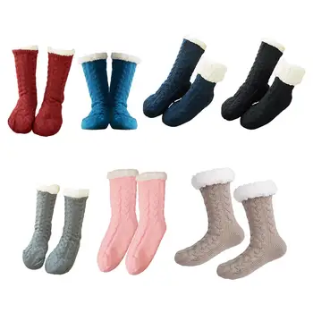 Зимние Нескользящие термоноски для помещений, напольные носки, пушистые носки, постельные носки, носки для сна, плюшевые носки-тапочки, подарок на Новый год