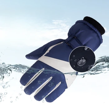 Зимние теплые перчатки, Плюшевые утолщенные лыжные перчатки для мужчин, езда на электрическом велосипеде на открытом воздухе, Водонепроницаемые перчатки с сенсорным экраном