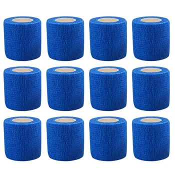 Клейкая лента, самоклеящаяся эластичная бандажная лента (5x450 см, упаковка из 12 штук)-синий