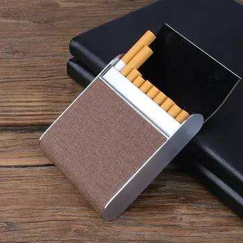Коробка для сигарет из искусственной кожи с откидной крышкой Держатель для курительного Табака из Нержавеющей Стали Коробка Для хранения 20 Шт Тонкий Портсигар