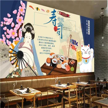 Красота Кимоно Lucky Cat 3D Фреска Обои для японской кухни Суши ресторан Большой промышленный декор Фон Обои 3D