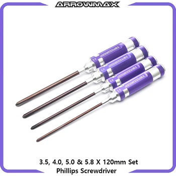 Крестообразная отвертка ARROWMAX 3,5, 4,0, 5,0 и 5,8 X 120 мм, фиолетовые радиоуправляемые инструменты