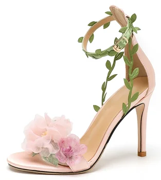 Лидер продаж, цветочные сандалии ручной работы, босоножки на тонком каблуке 35-40, Женская обувь на высоком каблуке 8 см или 10 см, свадебное платье